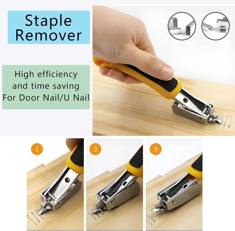 Tayfeim Upholstery Staples Remover Staple Puller Tool, Staple Remover Heavy Duty Removing Stapler for Furniture Carpet Floor Cartons Wooden Case,Yellow - Image 3